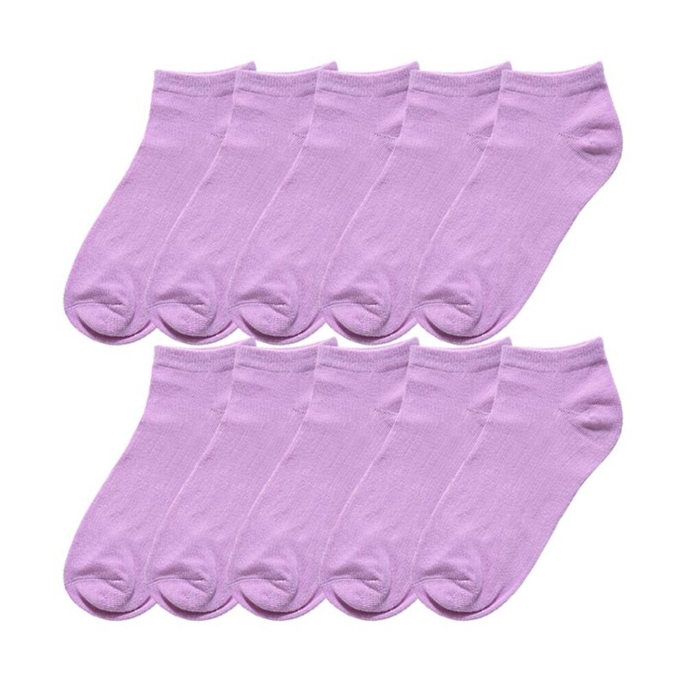 Athletic Low Cut Ankle Socks-Stretch Cuffs Soft 10 Pairs Purple